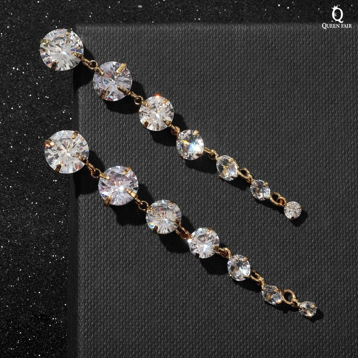 Серьги висячие со стразами «Змейка» L= 6,5, цвет белый в золоте, 6,5 см Серьги висячие со стразами «Змейка» L= 6,5, цвет белый в золоте, 6,5 см