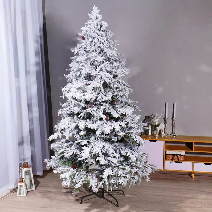 Ёлка Ёлка "Элит снежная" с шишками (смешанные ветки) 210 см d нижнего яруса 125 см 500 веток