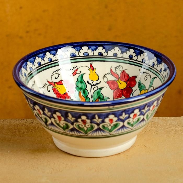 Коса Риштанская Керамика  Коса Риштанская Керамика "Цветы", 18 см, большая, синяя