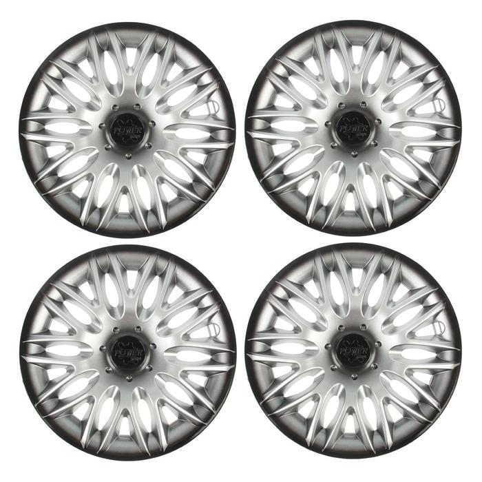 Колпаки колесные R13 Колпаки колесные R13 "ПАУЭР", серебристо-черный, набор 4 шт.