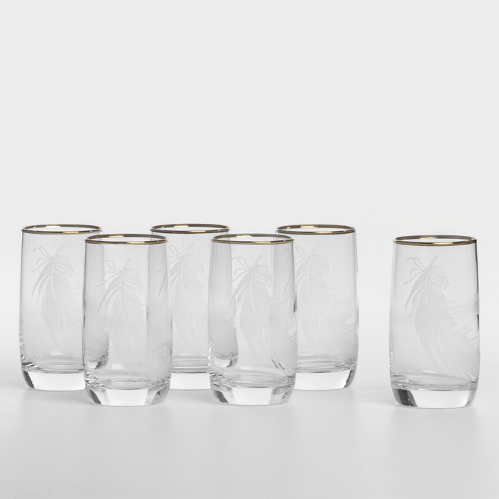 Набор стеклянных стаканов «Перо», 330 мл, 6 шт Набор стеклянных стаканов «Перо», 330 мл, 6 шт