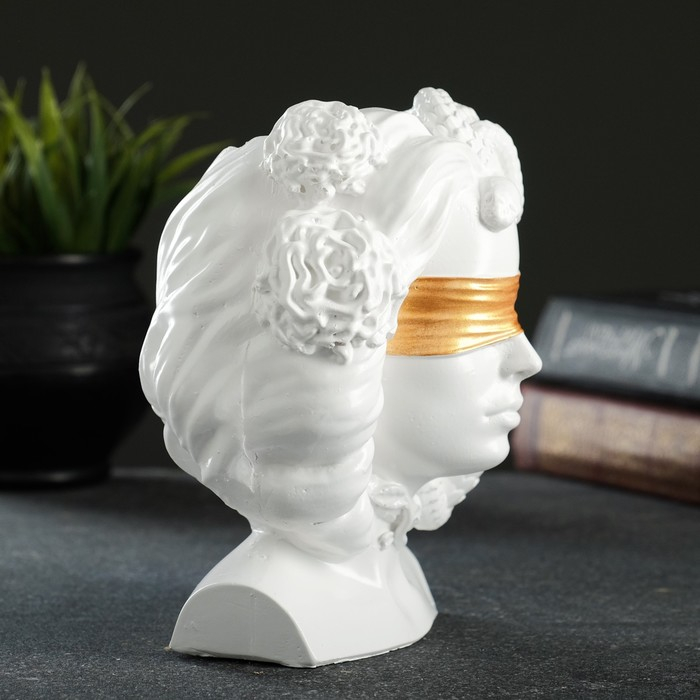 Кашпо - органайзер Кашпо - органайзер "Горгона Медуза" белая с золотом, 13х15х11см