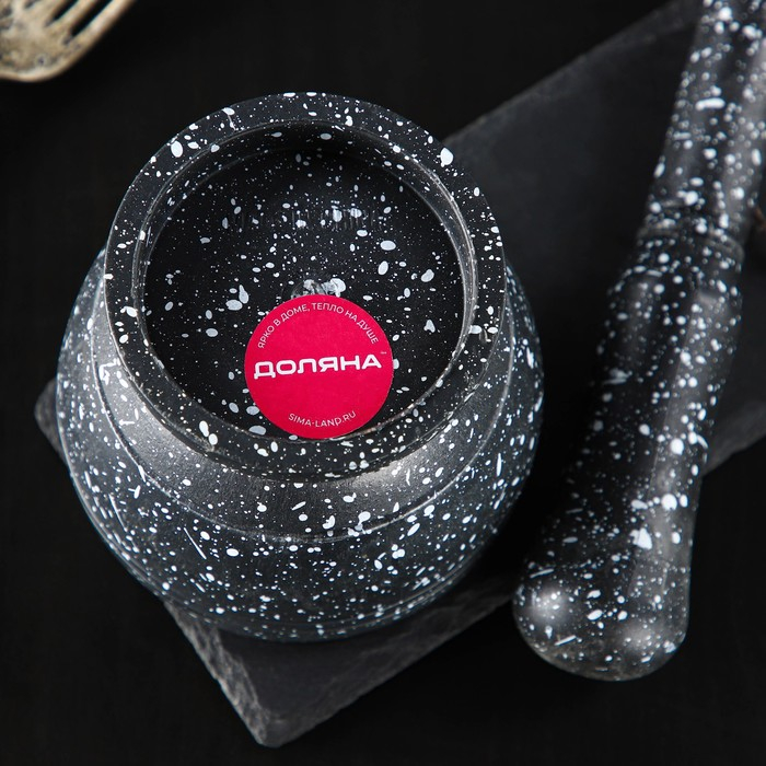 Ступка с пестиком Доляна «Чёрный камень», 10,5×10,5×20 см, цвет чёрный Ступка с пестиком Доляна «Чёрный камень», 10,5×10,5×20 см, цвет чёрный