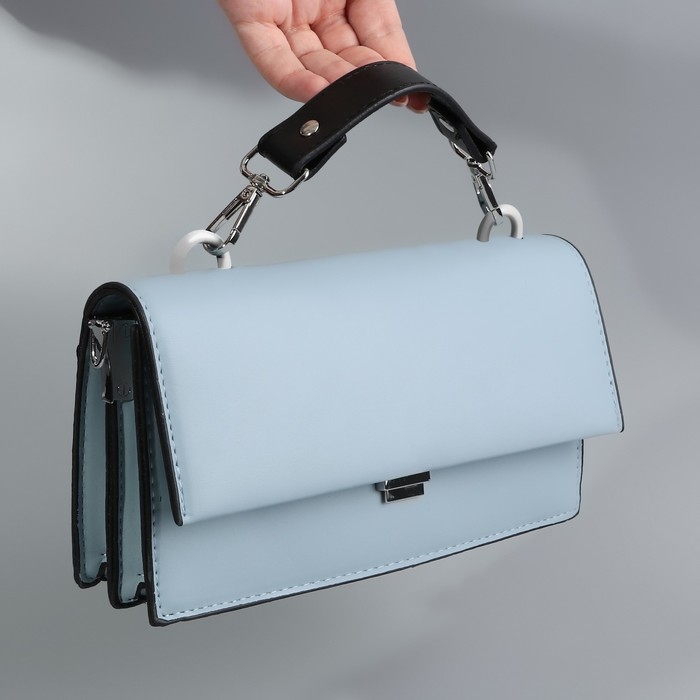 Ручка для сумки, с карабинами, 20 ± 1 см × 2,5 см, цвет чёрный/серебряный Ручка для сумки, с карабинами, 20 ± 1 см × 2,5 см, цвет чёрный/серебряный