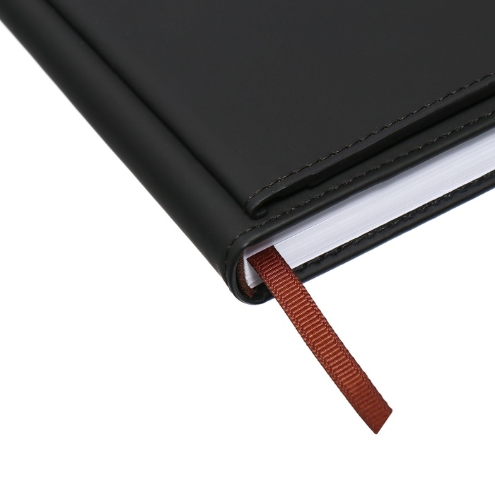 Ежедневник недатированный, А5, 140л, клетка, обл.кожзам, с хлястиком, Стайл, черный