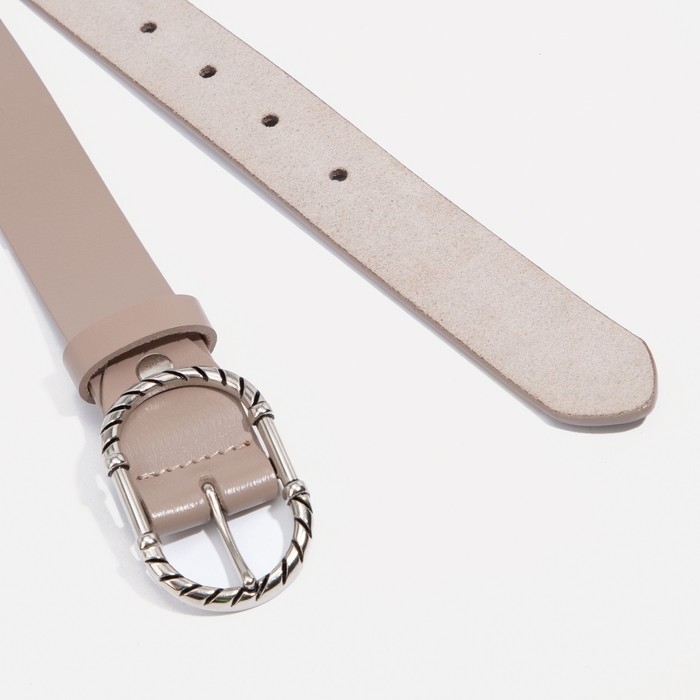 Ремень, ширина 3 см, винт, пряжка металл, цвет тёмно-бежевый