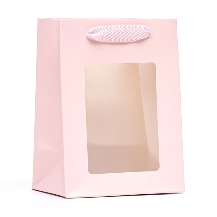 Пакет подарочный, с окном, 20 х 15 х 10 см, розовый Пакет подарочный, с окном, 20 х 15 х 10 см, розовый