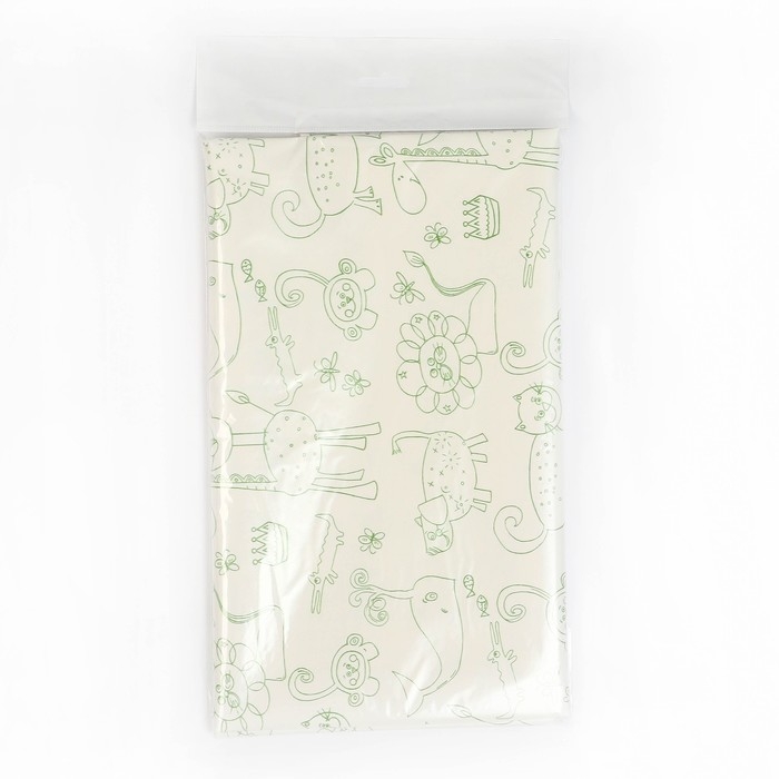 Клеенка детская «Мультики», р-р. 100х140 см., без окантовки, цвет белый/зеленый Клеенка детская «Мультики», р-р. 100х140 см., без окантовки, цвет белый/зеленый