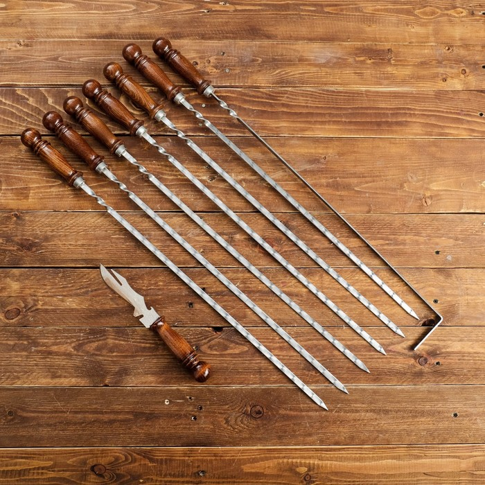 Набор с шампурами подарочный  Набор с шампурами подарочный "Фергана", 8 предметов, в коробке, шампуры 50см