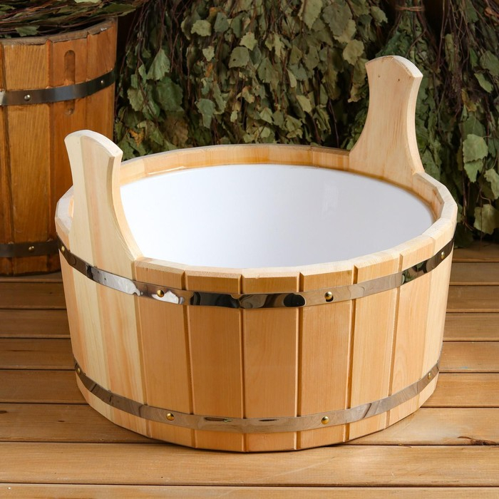 Шайка кедровая, 15 л, пластиковая вставка Шайка кедровая, 15 л, пластиковая вставка