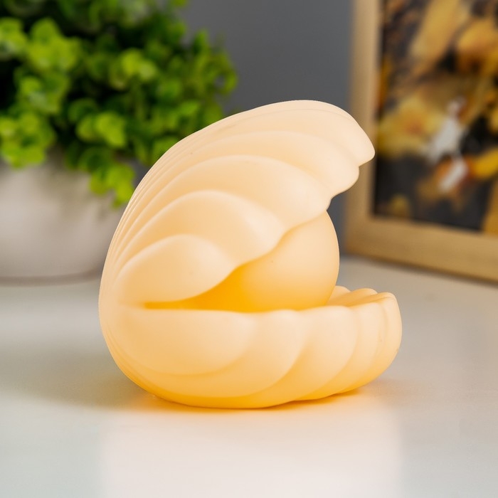 Ночник Ночник "Ракушка с жемчужиной" LED батарейки 3хLR фосфорный 10x9xx9,5 см RISALUX МИКС