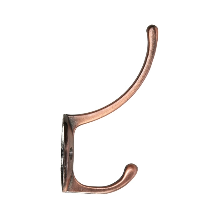 Крючок мебельный ТУНДРА TKD012, двухрожковый, медь Крючок мебельный ТУНДРА TKD012, двухрожковый, медь