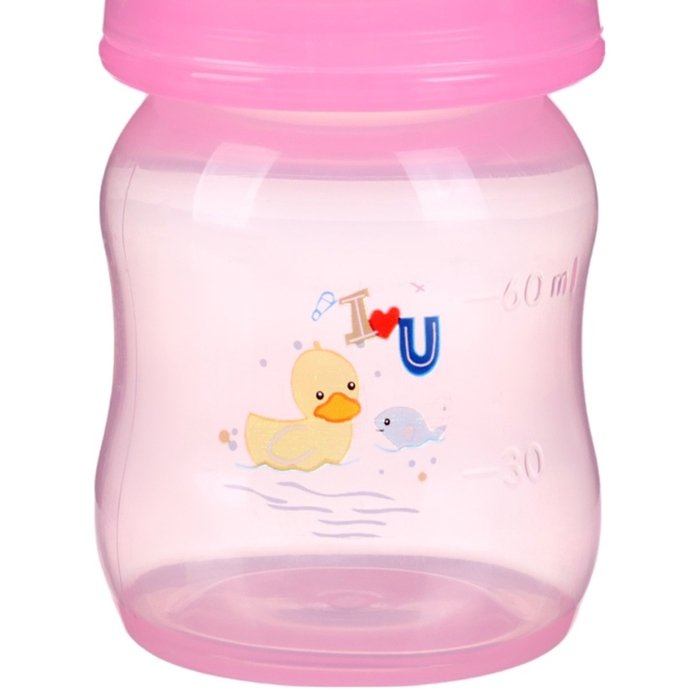 Бутылочка для кормления цветная, классическое горло, 60 мл., от 0 мес., рисунок МИКС для девочки Бутылочка для кормления цветная, классическое горло, 60 мл., от 0 мес., рисунок МИКС для девочки