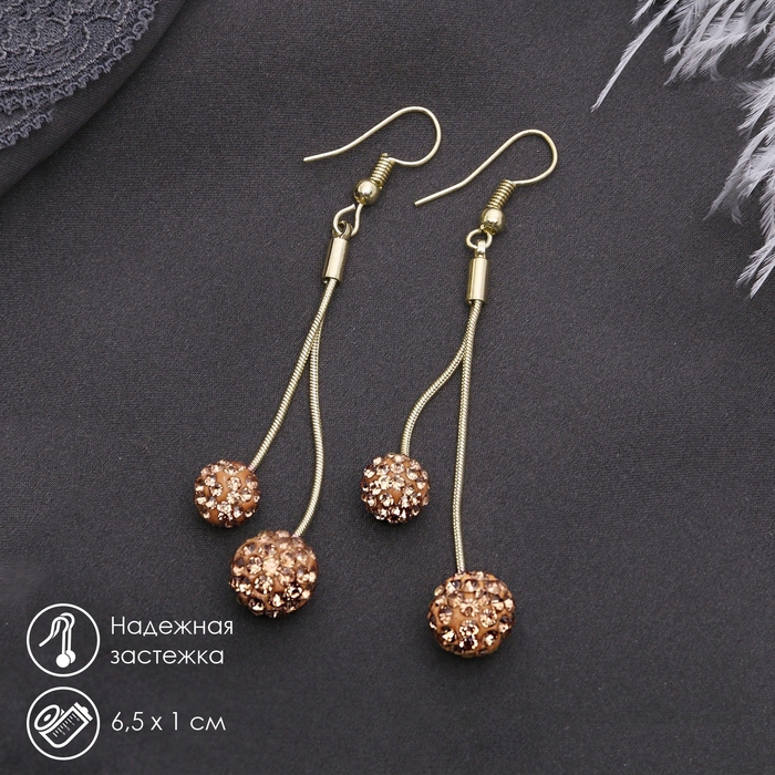 Серьги висячие со стразами «Шамбала», цвет золотой в розовом золоте, 6,5 см Серьги висячие со стразами «Шамбала», цвет золотой в розовом золоте, 6,5 см