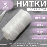 Нитки 150ПП, 100 м, цвет белый №0101, цена за 1 штуку