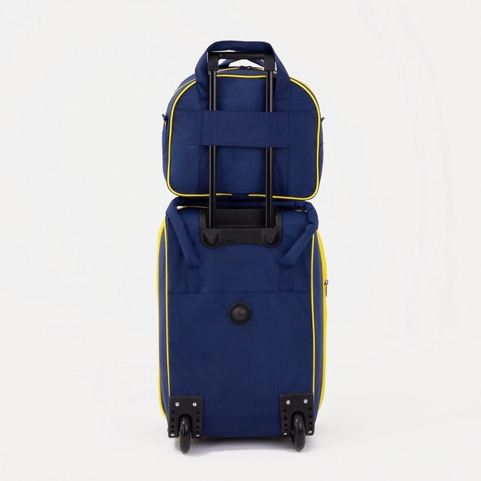 Чемодан малый 37 л (S), с расширением, сумка дорожная на молнии, цвет синий/оранжевый Чемодан малый 37 л (S), с расширением, сумка дорожная на молнии, цвет синий/оранжевый