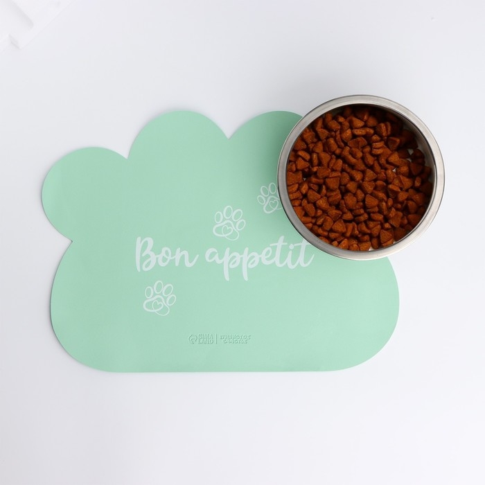 Коврик под миску форменный «Лапка», 39 х 30 см, мятный Коврик под миску форменный «Лапка», 39 х 30 см, мятный