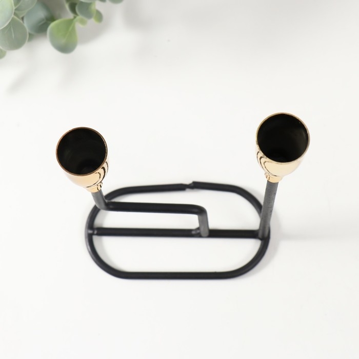 Подсвечник металл на 2 свечи Подсвечник металл на 2 свечи "Перс" чёрный с золотом 12,7х5,8х20,5 см