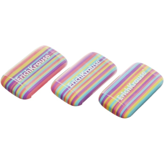 Ластик ErichKrause Ластик ErichKrause "Pastel Lines", термопластичная резина, мягкий, 44.3 х 25 х 10 мм, микс
