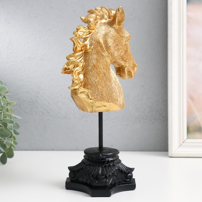 Сувенир полистоун бюст Сувенир полистоун бюст "Голова ржущего коня" золото 10,5х14х27 см