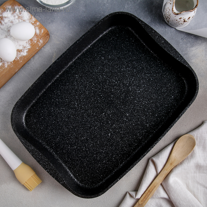 Противень, 40×29,5×5 см, антипригарное покрытие, цвет тёмный мрамор Противень, 40×29,5×5 см, антипригарное покрытие, цвет тёмный мрамор