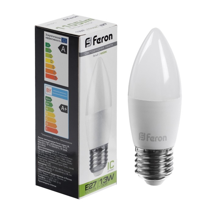 Лампа светодиодная FERON, (13W) 230V E27 4000K С37, LB-970 Лампа светодиодная FERON, (13W) 230V E27 4000K С37, LB-970