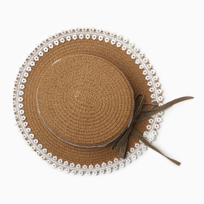 Шляпа для девочки Шляпа для девочки "Леди" MINAKU, р-р 52, цв.светло-коричневый