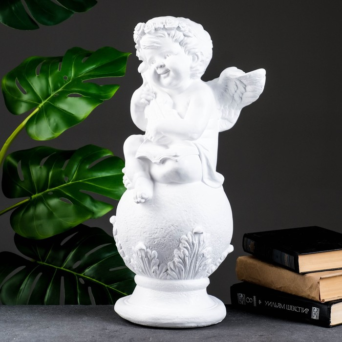Фигура  Фигура "Ангел со скрипкой улыбчивый" белый 26х21х46см