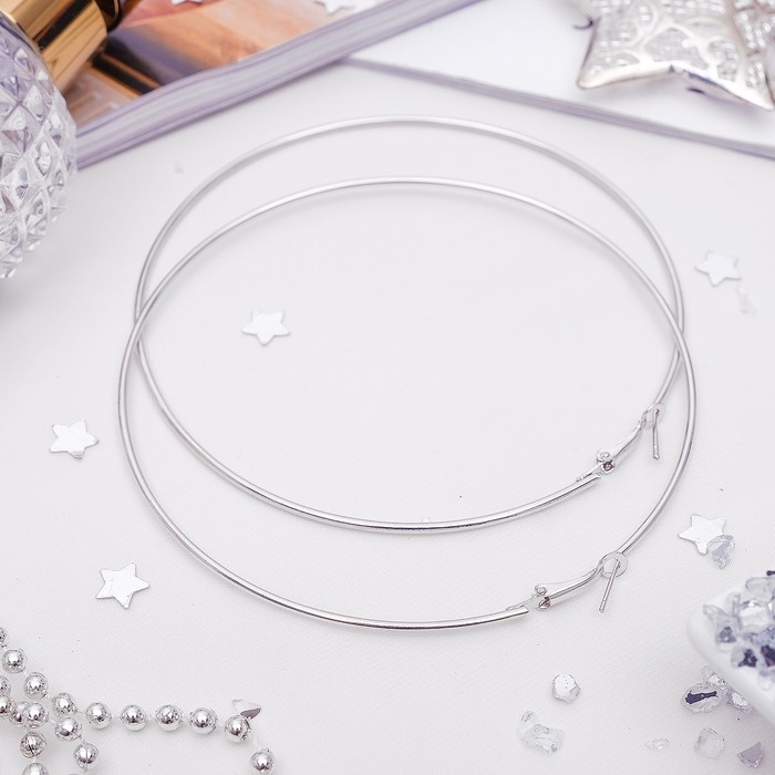 Серьги кольца «Классика» d=10 см, цвет серебро Серьги кольца «Классика» d=10 см, цвет серебро