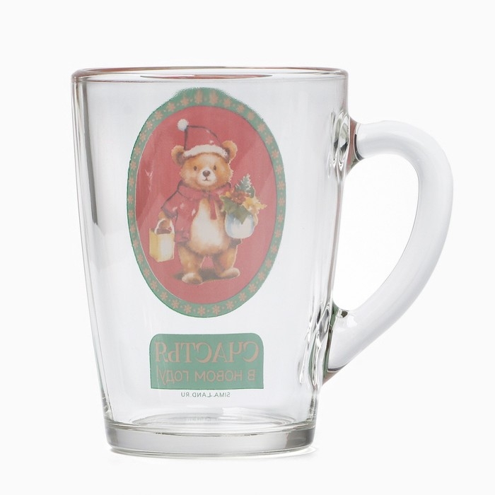 Новый год. Кружка стеклянная «Мишка», 300 мл