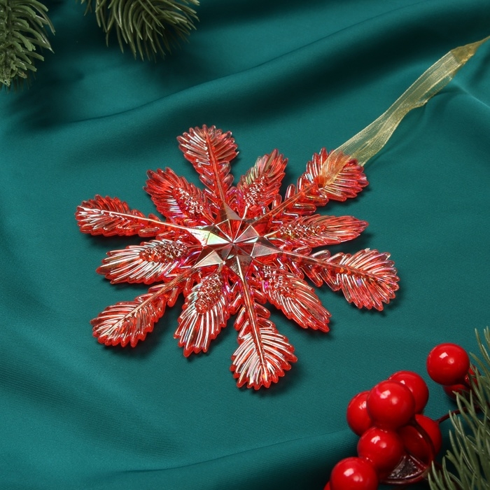 Украшение ёлочное Украшение ёлочное "Снежинка ажурная" 11х11 см, красный перелив