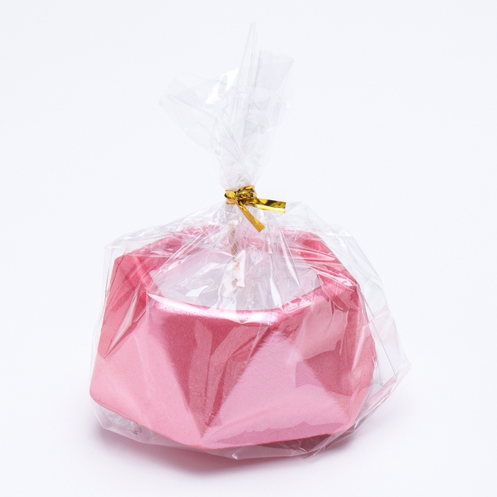 Свеча  Свеча "Шестиугольник. Мрамор" в подсвечнике из гипса малый,7х3,5см,розовый