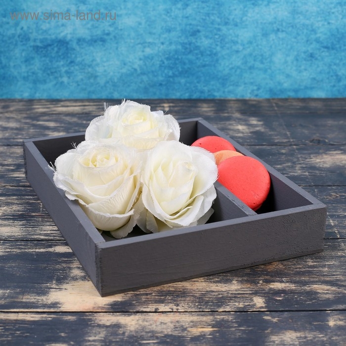 Кашпо деревянное 25.5×20×4.5 см  Кашпо деревянное 25.5×20×4.5 см "Макарунас", серый Дарим Красиво