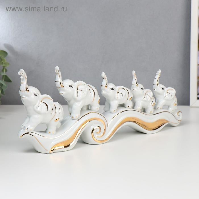 Сувенир керамика Сувенир керамика "Пять слонов на волне" 12,5х33х4,5 см