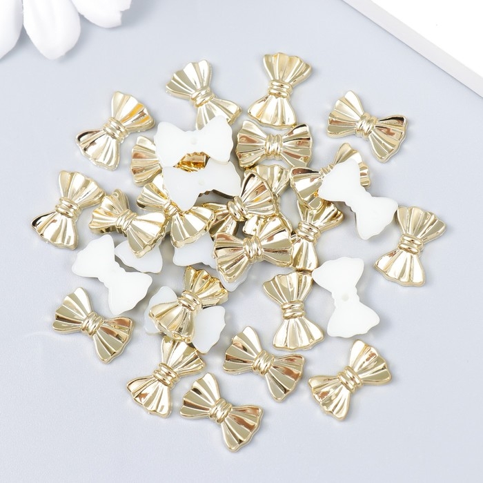 Декор для творчества пластик Декор для творчества пластик "Бантики" золото набор 30 шт 0,9х1,3 см