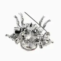 Брошь &laquo;Муха", резные крылья, цвет зелёно-розовый в черёном серебре