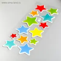 Наклейка пластик "Звёзды/Сердца" МИКС 17х7 см