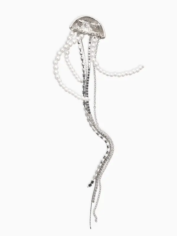 Брошь «Медуза», цвет белый в серебре Брошь «Медуза», цвет белый в серебре