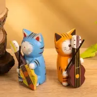 Сувенир «Кот с контрабасом», 4×5×8 см, дерево, МИКС