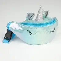 Сумка детская поясная Magic unicorn, на молнии, голубая