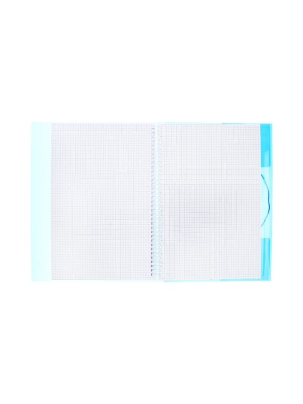 Тетрадь-папка А4 80л кл "FolderBook", пласт обл на закрыт греб с клапан на резинке, синяя