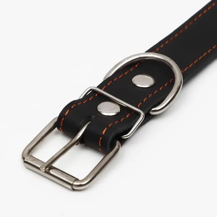 Ошейник, 70&times;3.5 см, ОШ 45-60 см, на синтепоне, кожа, чёрный