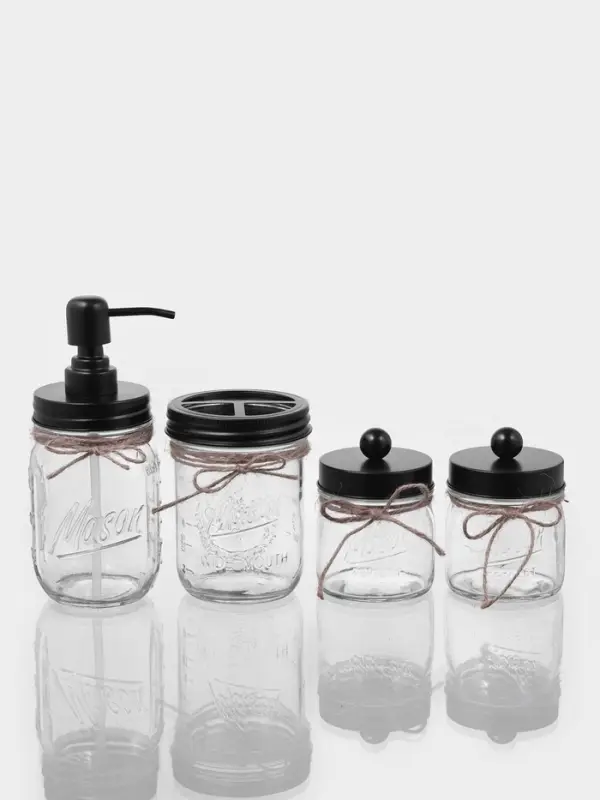 Аксессуары для ванной, 4 предмета, дозатор, стакан для щёток, банки 2 шт.