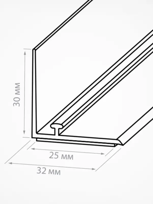 Ограничитель передний пластиковый самоклеящийся с Т-профилем, 1000&times;32&times;30 мм, прозрачный