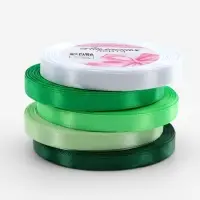 Атласная лента, набор 5 шт., 10 мм, 23&plusmn;1 м, белая, зелёная