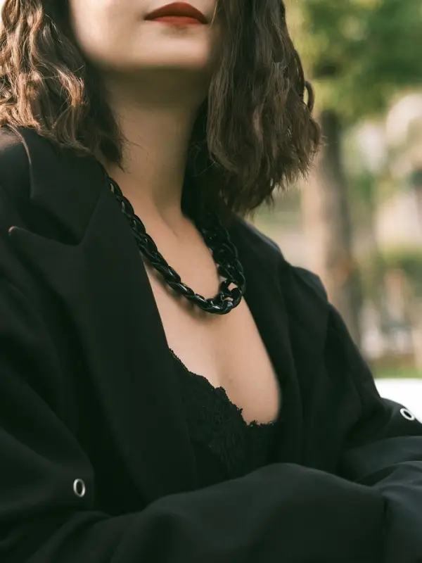 Колье &laquo;Цепь&raquo;, диагональ, чёрное, 45 см