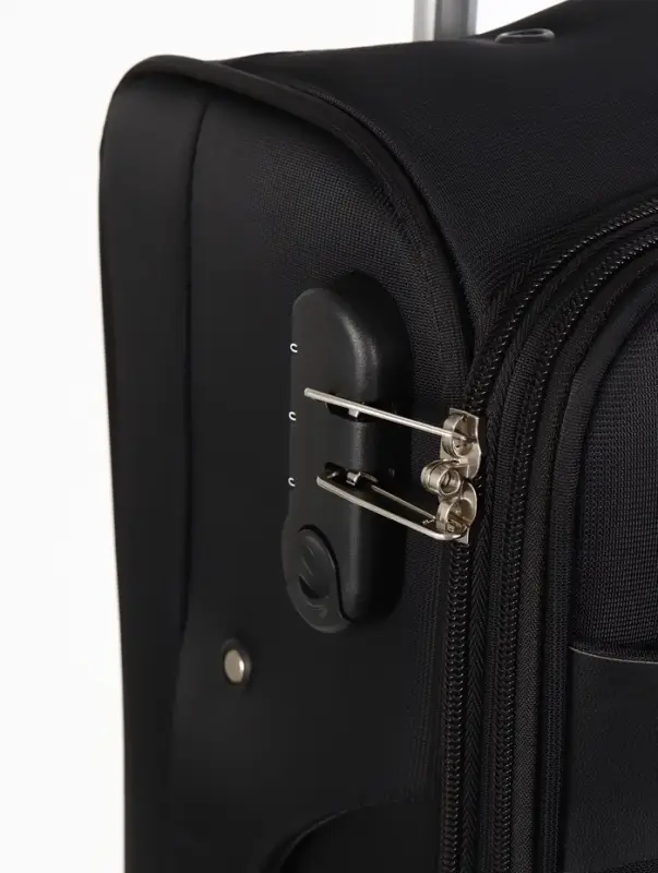 Чемодан на колёсах TEXTURA, кодовый замок, текстильный, с увеличением, 36&times;25&times;58 см, 20", чёрный