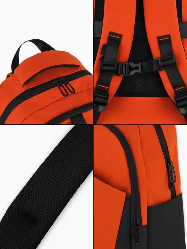 Рюкзак, 27*13*38,5 см, 2 отд 3н/карм, Комби, Водонепрон. дно, оранж/черн