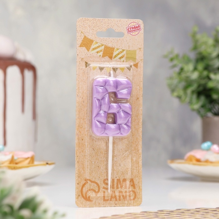 Свеча для торта Свеча для торта "Лёд", цифра "6, сиреневая