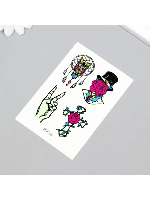 Переводные тату на тело светящиеся цветные «Загадочный флёр», 14.3×7.5 см